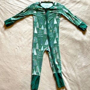 Little Sleepies 6-12 Mo Bamboo Christmas/Winter Print Green Trees